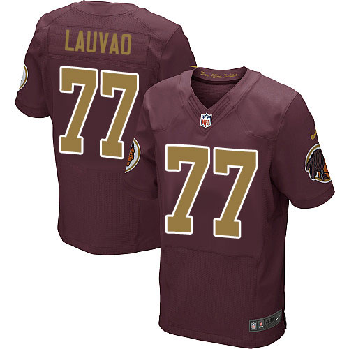 Men's Elite Shawn Lauvao Nike Jersey Burgundy Red Alternate - #77 80th Anniversary NFL Washington Redskins